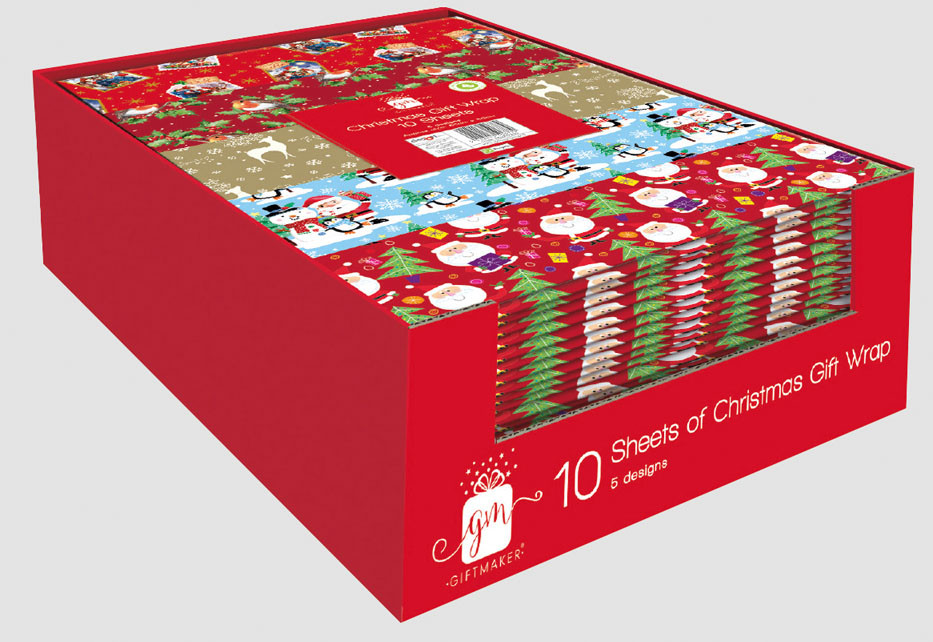 XE01504 Flat Xmas Gift Wrap Sheets 10's Wrappings & Accessories