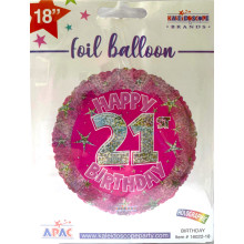 21st Pink Holographic Foil Balloon