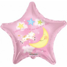 Birth Congrats Girl Star Foil Balloon