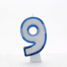 Blue Numeral 9 Candle CN1019