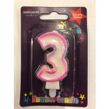 Pink Numeral 3 Candle CN1023