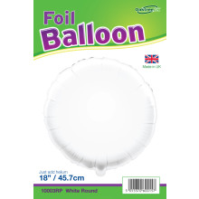 18" White Round Foil Balloon