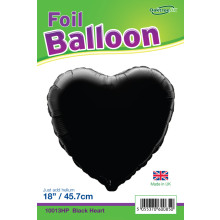 18" Black Heart Foil Balloon