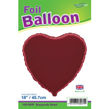 18" Burgundy Heart Foil Balloon