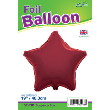 18" Burgundy Star Foil Balloon