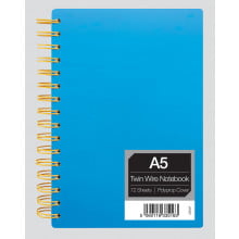 A5 Neon Polyprop Twin Wire Notebook 72 Sheets Asst