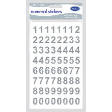 3D Glitter Stickers - Silver Numbers