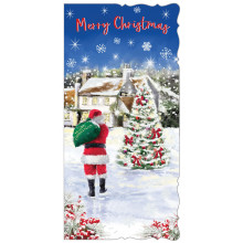 XE00506 12 Slim Santa's Vist Xmas Cards