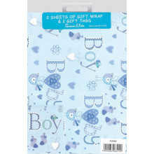Flat Gift Wrap & Tags Baby Boy F2594