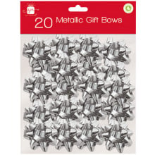 XF2908 20 Pack Silver Metallic Gift Bows Large
