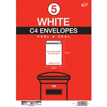 Envelopes White C4 Peel and Seal Handy Pack 324mmx 229mm