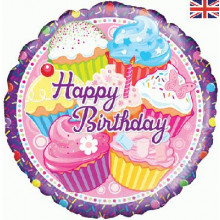 Birthday Cupcakes Foil Balloon 18"