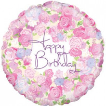 Birthday Vintage Floral Foil Balloon 18"