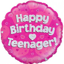 Birthday Teenager Pink Foil Balloon 18"