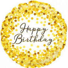 Birthday Gold Sparkle Foil Balloon 18"