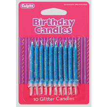 Candle/Holders Glitter Blue