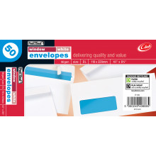 Envelopes Peel & Seal White Window 110 x 220mm DL 50's