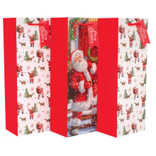 XE01610 Gift Bag Santa 3pk Bottle Bags