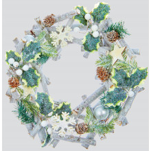 XE03604 Natural Wreath Green&White Decs