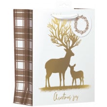 XE02816 Gift Bag Gold Stag Large