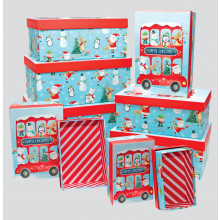 Nest 10 Gift Boxes Christmas Bus