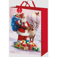 XG2704 Gift Bag Woven Trad Santa Jumbo