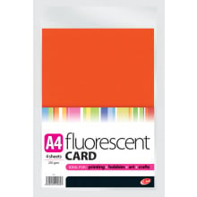 A4 Fluorescent Card 4 Sheets 250gsm