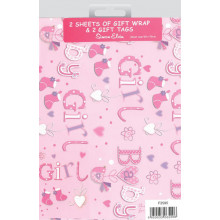 Flat Gift Wrap & Tags Baby Girl F2595