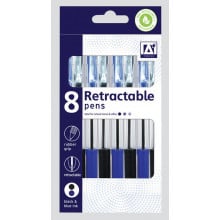 Retractable Pens Black/Blue 8's