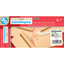 Envelopes Manilla DL Peel and Seal 50's 110mm x 220mm