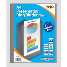A4 Presentation Ring Binder Clear/Grey
