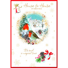 JXC1389 House to House Robins 50 Christmas Cards