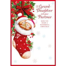 JXC1644 Grand-daughter & Partner Cute Christmas Cards C50 SE30336