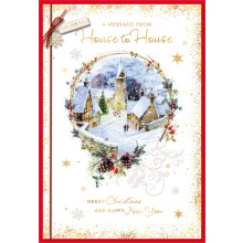 JXC1743 House to House Religious Christmas Card 50 SE30344