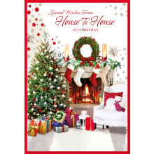 JXC1739 House to House Traditional Christmas Card 50 SE30351