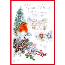 JXC1742 House to House Robins Christmas Card 50 SE30416
