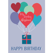 Husband Birthday Modern Present & Balloons C50 Card JG0067