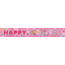 Party Banner 2.7m Happy Birthday Pink