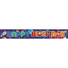 Party Banner 2.7m Happy Birthday Space