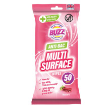 Buzz Anti-Bac Multi Surface Wipes Rhubarb 50 Pack