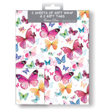 Flat Gift Wrap & Tags Butterflies F2557