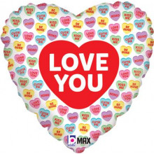 Love You Heart Foil Balloon 18"