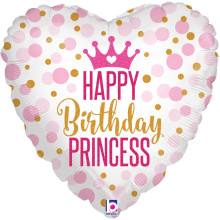 Birthday Princess Heart Foil Balloon