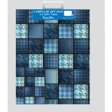 Flat Gift Wrap & Tags Blue Squares F2616