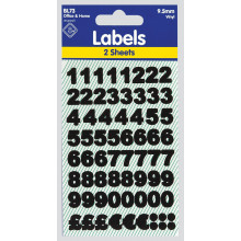 Labels - Black Vinyl Numbers 9.5mm