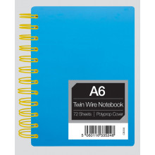 A6 Neon Polyprop Twin Wire Notebook 72 Sheets Asst