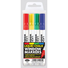Liquid Chalk Window Markers Wallet 4 Assorted Colours
