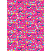 Flat Gift Wrap Pink Text