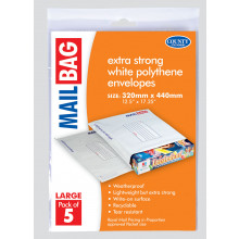Pack 5 Large Poly Mail Bags 320x440mm