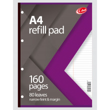 Club A4 Refill Pad 160 Pages Narrow Feint & Margin